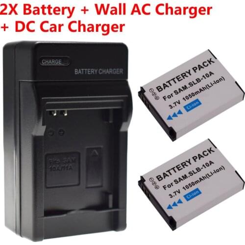 2 Pack Battery + Charger for Samsung SLB10A WB500 WB550 WB850F WB855 WB855F EX2 EX2F NV9