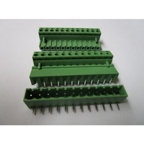 30 Pcs Close Angle 12 pin/way Pitch 5.08mm Screw Terminal Block Connector Green Color Pluggable Type With Angle pin
