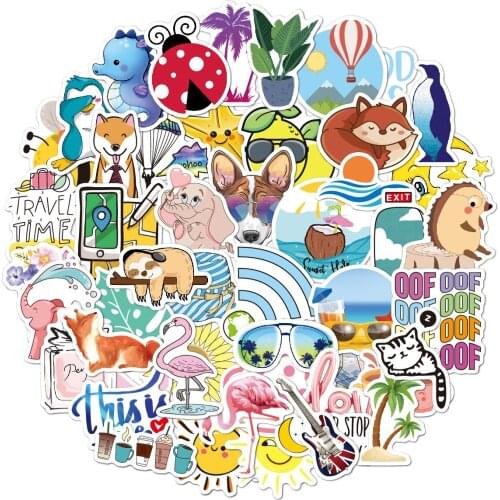 50PCS Cartoon Small Fresh Stickers for Refrigerator Suitcase Notebook Diary DIY Handmade Childrens Toys Sticker