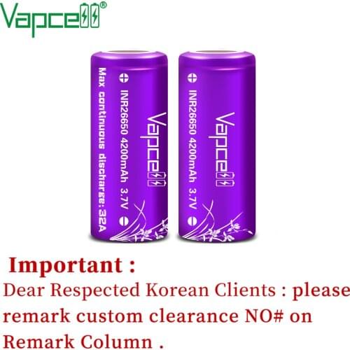 100% Original Vapcell INR 26650 4200mAh 32A 3.7V li ion battery High capacity rechargeable batteries for flashlight power tools