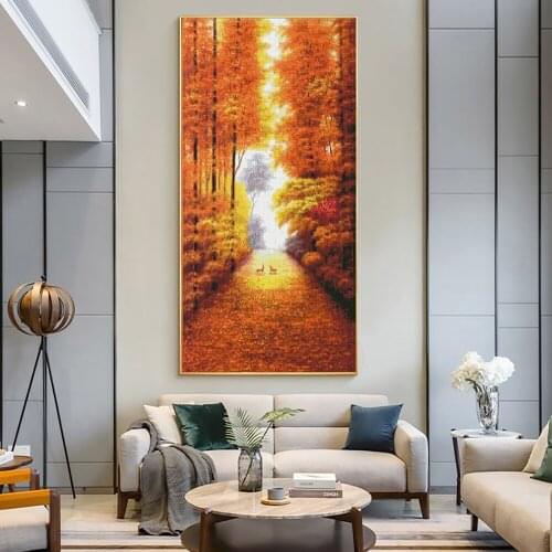 QIZITENG 5D DIY Diamond Painting Autumn Landscape Square/Round Diamond Embroidery Mosaic Handicraft Home Decoration