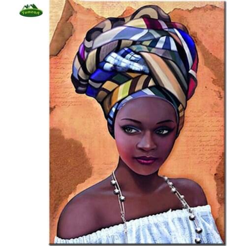 Diamond Painting By Number Cross Stitch 5D Diamond Embroidery Fashion Sexy African Women Square Diamond Mosaic Home Decor