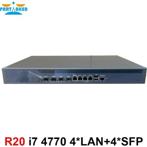 Intel Z87 Quad Core i7 4770 Rack mount 1U Firewall with 4 Ports 4*1000M 82574L Gigabit Nics 4* intel i350 SFP 8G RAM 128G SSD
