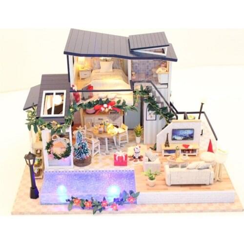 DIY Dollhouse wooden Doll House Miniature villa With Furniture Wood House children Toys Gift Valentines Day girls gifts
