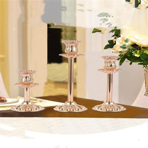 3 Pcs/ Set European Metal Candle Holder Simple Golden Wedding Decoration Bar Party Living Room Decoration Home Decoration