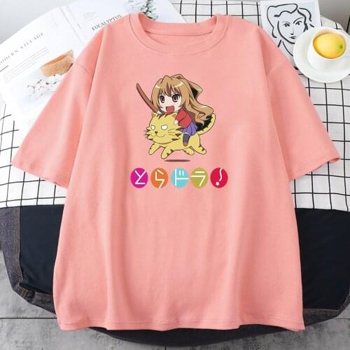 Toradora Anime Print Cartoon T Shirts Women Harajuku Loose Round Neck Streetwear Tee Shirts 2021 Summer New Short Sleeve T Shirt