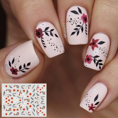 HANYI-406 FLOWER lavender 3d nail art stickers decal template diy nail tool decorations