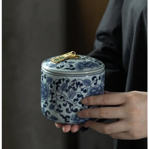 Tea Containers Moisture-Proof Sealed Ceramic Pot Tea Container Vintage Tea Warehouse Tea Tins Stash Container Kong Fu Tea Set