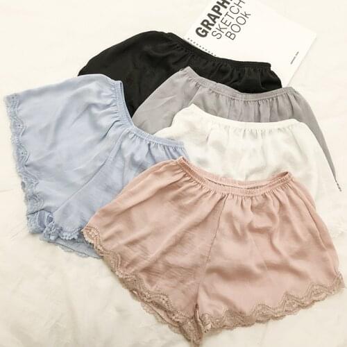 2019 Summer Imitated Silk Fabric Satin Lace Thin Third Hot Pants Anti-emptied Breathable Soft Bottoming Safety Pants 2psc/lot