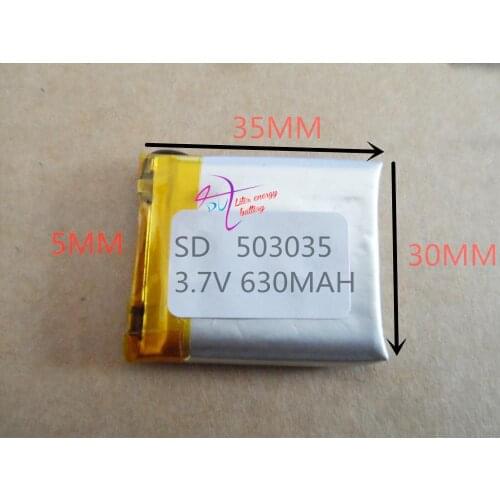 Best battery brand 3.7V polymer lithium battery 503035 MP3 RAPOO wireless headset Bluetooth audio electronic dog 630mah