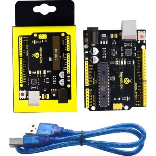 Keyestudio V4.0 Development Board W/USB Serial Chip CP2102 + Cable Compatible With Arduino Uno R3 Gift Box