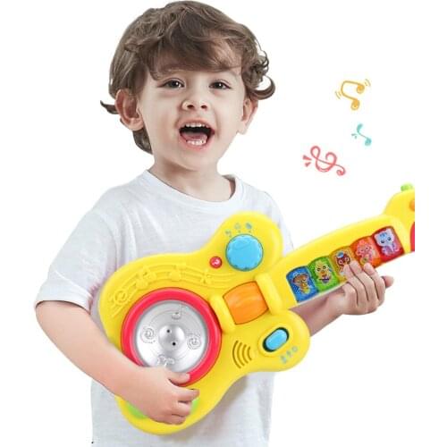 Mini Cartoon Electronic Guitar Musical Instrument Kids Educational Playing Toy Musical Toy Set Guitar Instruments Band Kit Gifts
