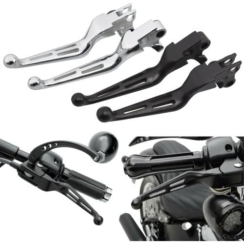 Motorcycle Black Chrome Brake Lever Slotted Brake Clutch Levers for Harley Dyna Solftail Glides FXDL FXD FLHT 1996-2017 Models