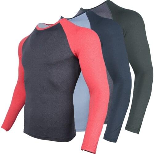 Mans T-Shirt Compression Gym Clothing Long Sleeve Tight Fitness Rashguard Polyester Running Training Quick-Drying Clothes