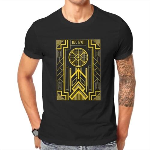 Men trek and the stars - Art Deco Enterprise Anime Rbpartnerprogram Fifth Sun Novelty Classic O collar Tshirt