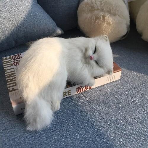 Stuffed Plush Animals Lifelike Walking Cats Models Fur catChildren Cognitive Toys Realistic Pussycat Dolls Kids Gifts Decoration