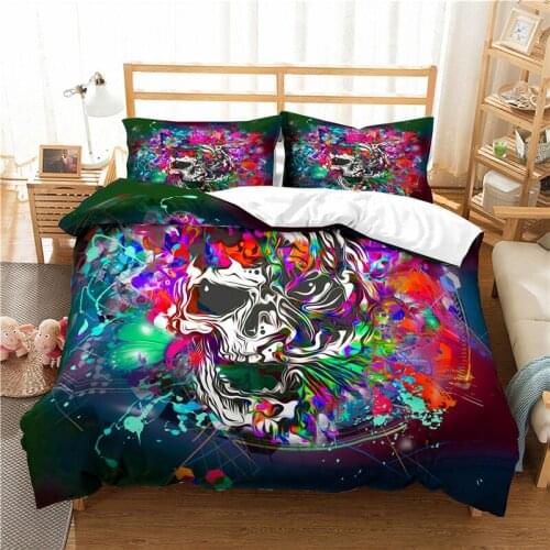 3D Skull Duvet Set comforter set Color Skull bedding sets king quilt cover and pillowcase Bed Linen bed set full Home Textile