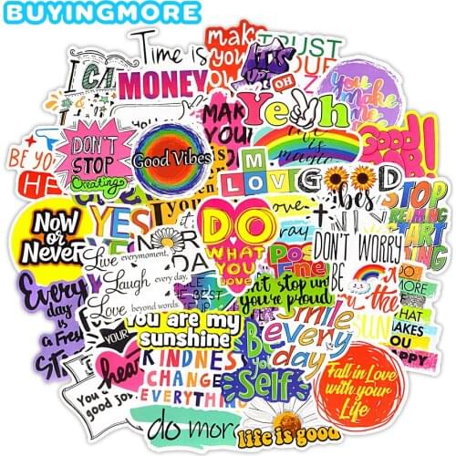 50 PCS Motivational Quotes Stickers Aesthetic English Phrases Inspirational Sticker for Kids Scrapbooking Laptop Stickers Cute