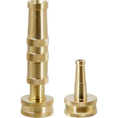 45BE 2Pcs Solid Brass Adjustable Twist Hose Nozzle Jet Sweeping Sprayer for Watering