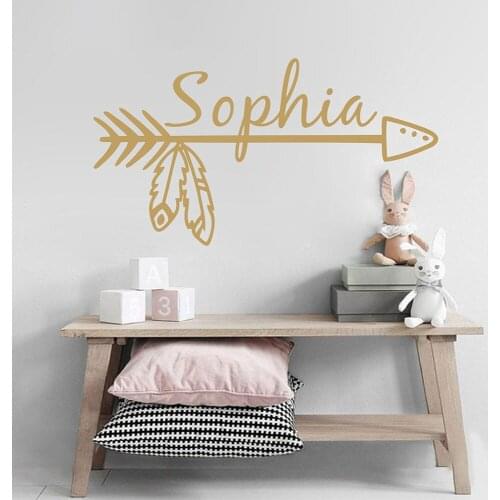 Boho Arrow Custom Name Wall Sticker Vinyl Bohemian Nursery Kid Baby Room Decoration Decal Living Room Home Decor Wallpaper B333