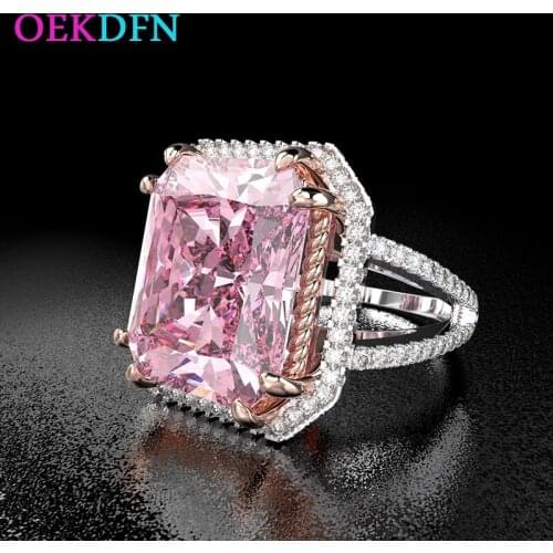 OEKDFN Real 100% 925 Sterling Silver Rings Pink Sapphire Gemstone Wedding Engagement Women Ring Jewelry Wholesale Drop Shipping