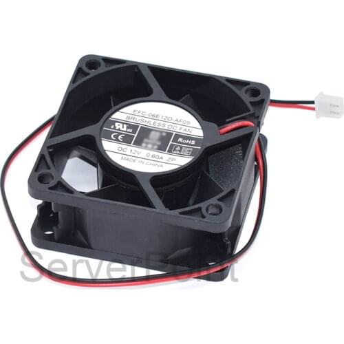 Original EFC-06E12D-AF09 DC 12V 0.60A Two Wires Server Square Cooling Fan