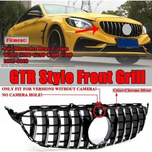 W205 GT R For GTR For AMG Car Front Bumper Grill Grille For Mercedes For Benz W205 For AMG Look C200 C250 C300 C350 2015-2018
