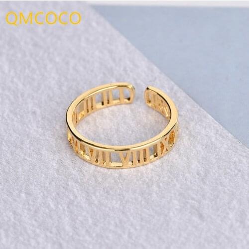 QMCOCO New Arrival 925 Sterling Silver Trendy Rings For Women Couples Vintage Creative Roman Numerals Finger Jewelry Party Gift