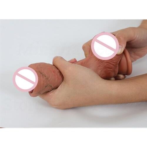 Realistic Cock Sliding Foreskin Anal Dildo G Spot Stimulate Soft Penis Dick With Suction Cup Sex Toy For Women Masturbation