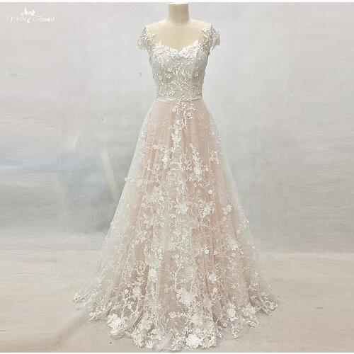 RSW1417 Yiaibridal Real Job Cap Sleeves Vestidos De Noiva Backless Floral Wedding Dress