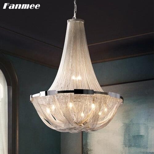 Modern Tassel Ceiling Chandeliers LED Chrome Plated Chandelier Lamp with Aluminum Chain Home Lustre for Living Room Bedroom