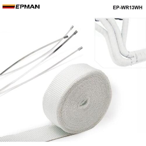 WHITE TURBO MANIFOLD HEAT EXHAUST THERMAL WRAP TAPE & STAINLESS TIES 2"X25' A For BMW 3 E30 m-technic 318i 320i 325ix EP-WR13WH