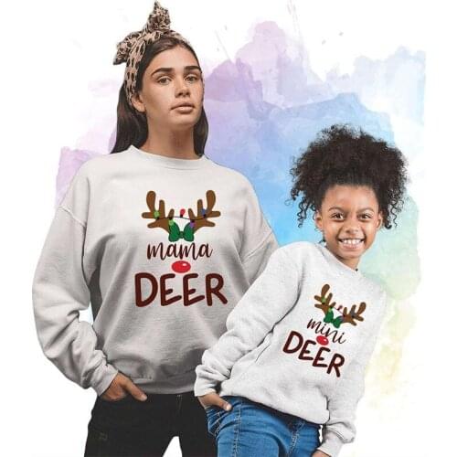 Papa Mama Little Baby Long Sleeve Top Christmas Print Family Matching Clothes Mommy And Me Clothes Loose Couple Outfits