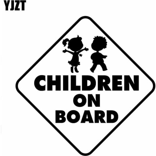 YJZT 10.2CM*10.2CM CHILDREN ON BOARD Cute Girl And Boy Car Sticker Decal Vinyl Black Silver C10-00664