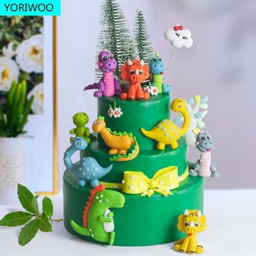 YORIWOO Dino Dinosaur Theme Party Cake Topper Jungle Safari 1st Birthday Party Decorations Kids Boy Cake Decor Jurassic World