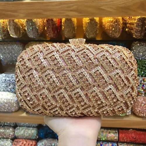 XIYUAN women evening party gold silver handbag diamonds luxury clutches black crystal clutch purse Bridal wedding party purses