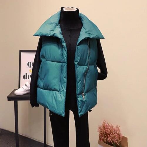 2019 Cotton Coat Outwear Winter Vest Thick Section Keep Warm Vest Coat Turn-down Collar Solid Cold Season Coat Womens Clothing