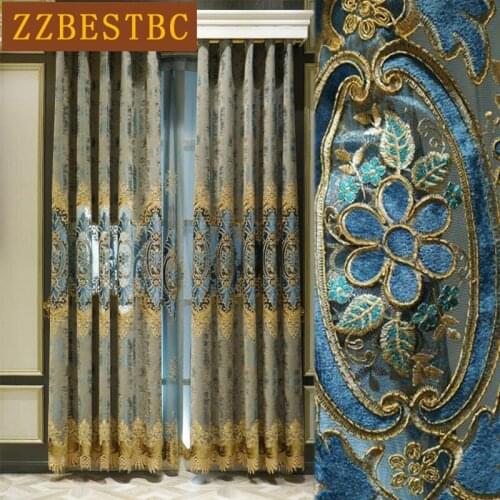 ZZBESTBE European Luxury Chenille Embroidered Decorative Curtains For Bedroom Windows Apartment Living Room Hotel