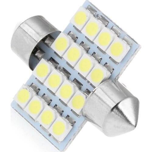 1Pc 31mm 3528 16SMD Car LED Dome Festoon Double-Tip Roof License Plate Light F19A