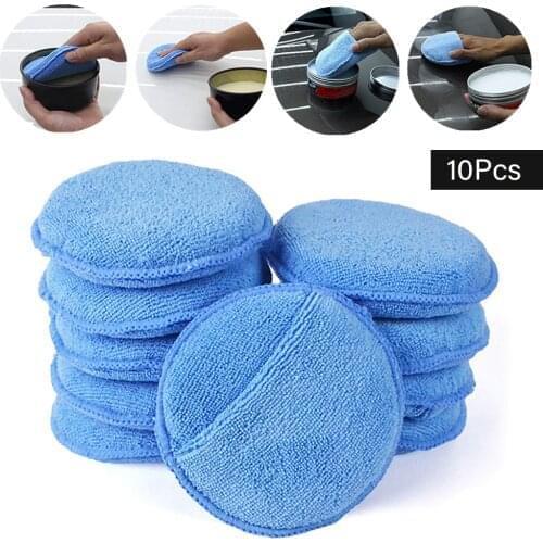 10PC 5-inch Microfiber Wax Applicator Ultra-Soft Polishing Waxing Sponge with Pocket Cars Wax Applicator Foam Sponge Blue Auto