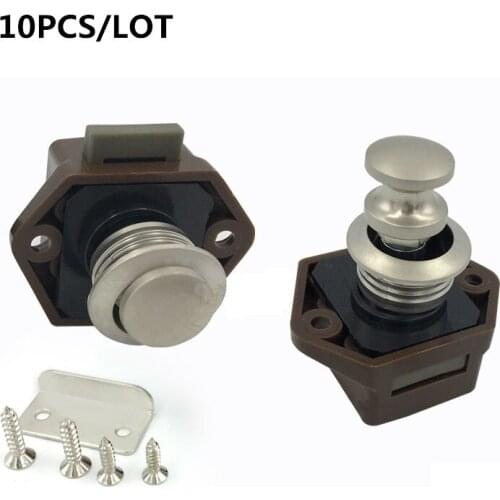 10PCS 20mm Push Lock Zinc alloy Safety Lock Home Cabinet Drawer Latch Button Locks For Furniture Hardware Camper Car