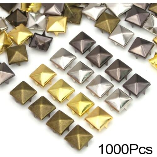 1000Pcs Square Metal Rivets 4Claw Pyramid Shape Punk Rivets Spikes And Studs DIY Leather For Clothing/Jeans/Bags 6/7/8/9/10/12MM