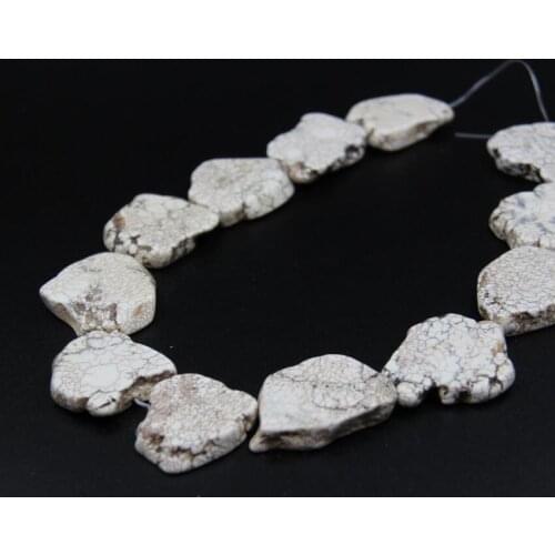 2Strands/Lot Natural White Howlite Turquoises Slab Slice Loose Beads,Raw Magnesite Nugget Pendant Beads For DIY Necklace Jewelry