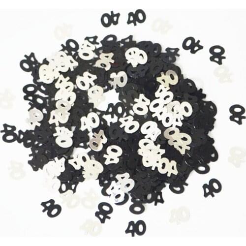 2 Packs 40th Birthday Confetti Sprinkles BLACK & SILVER