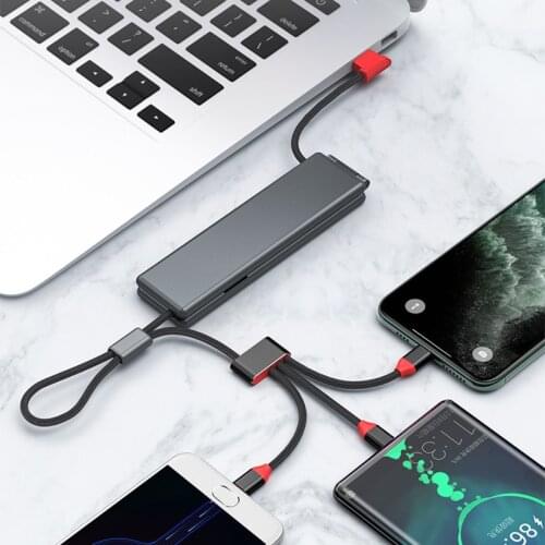 3 in 1 USB Cable Type C Micro Fast Charging Cord Nylon Wire Magnetic Box Charge Line For Lightning Iphone Huawei Samsung Xiaomi