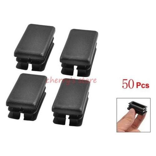 Free Shipping 50 Pcs/lot Black Plastic Rectangle Tube Inserts End Blanking Caps 25mm x 40mm