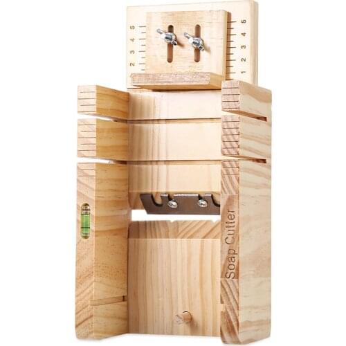 Household Wooden Soap Cutter Box Pine Material Balancing Apparatus Accurate Wire Cutting Adjustable Front Board