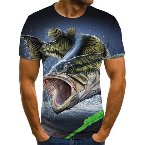 New 3D Printing Underwater Animal World Printed Fish Picture T-shirt Mens Fashion O-neck Short Sleeve T-shirt
