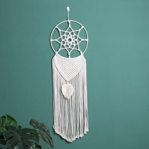 Boho Tapestry Macrame Dreamcatcher Shape Wall Hanging Background Hand-woven Cotton And Linen Ornaments Home Decoration