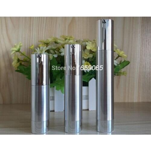 HOT 20ml slimmer shape silver airless bottle with UV silver pump and bottom lotion bottle used for Cosmetic Container